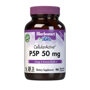 Bluebonnet’s CellularActive® P5P 50 mg Vegetable Capsules are formulated with the active, coenzyme form of vitamin B6 as pyridoxal-5-phosphate, which is better absorbed, retained and utilized in the body. Vitamin B6 helps support cellular energy production as well as nervous and immune system health. ♦